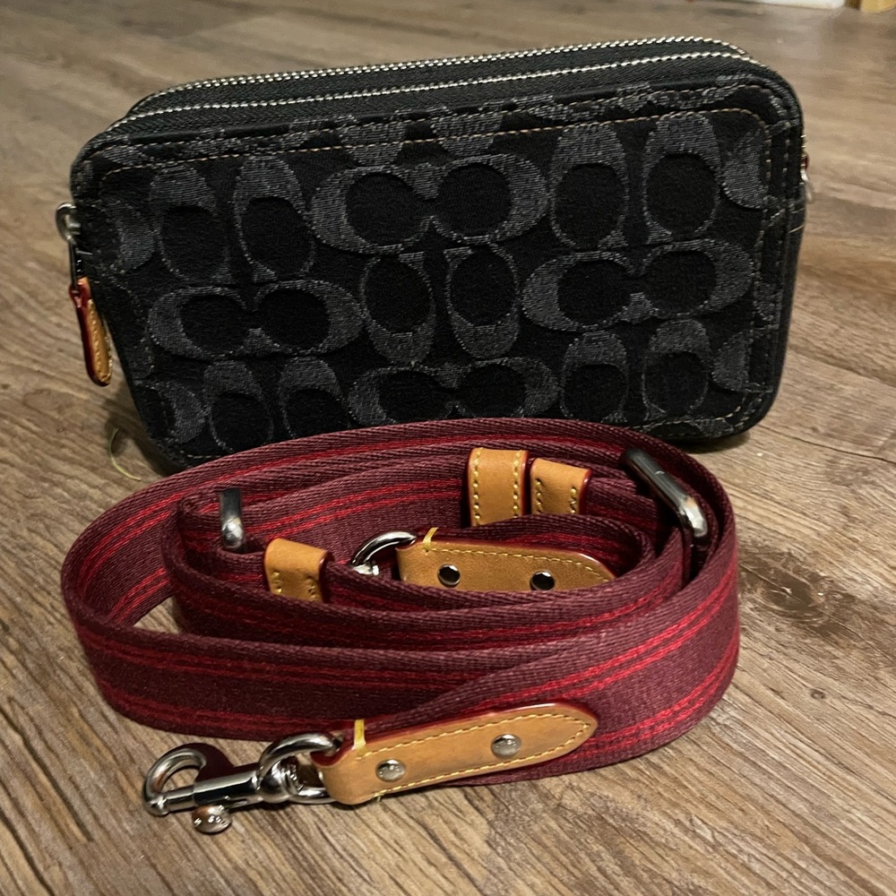 Coach Kira black denim crossbody